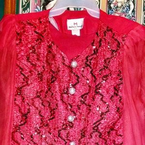Vintage sequin embroidered blouse/chiffon sleeve